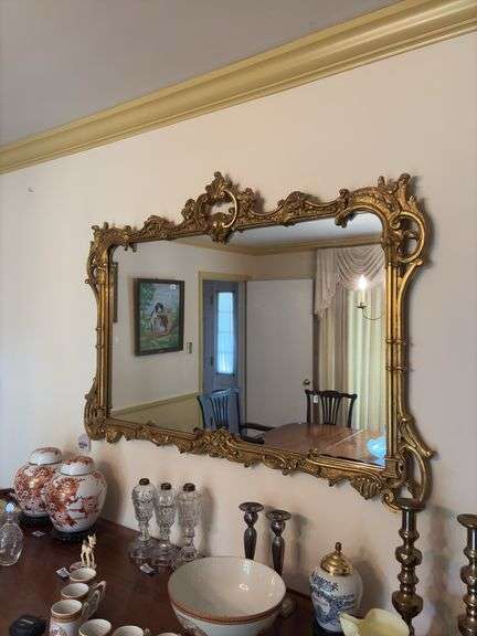 Rococo gilt framed mirror 35x49