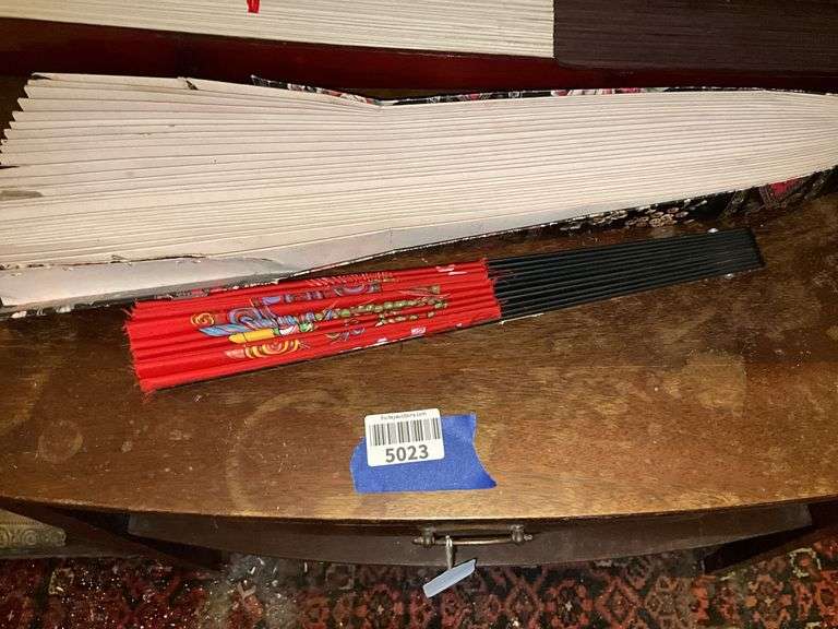 Large decorative folding fans, and hand fan