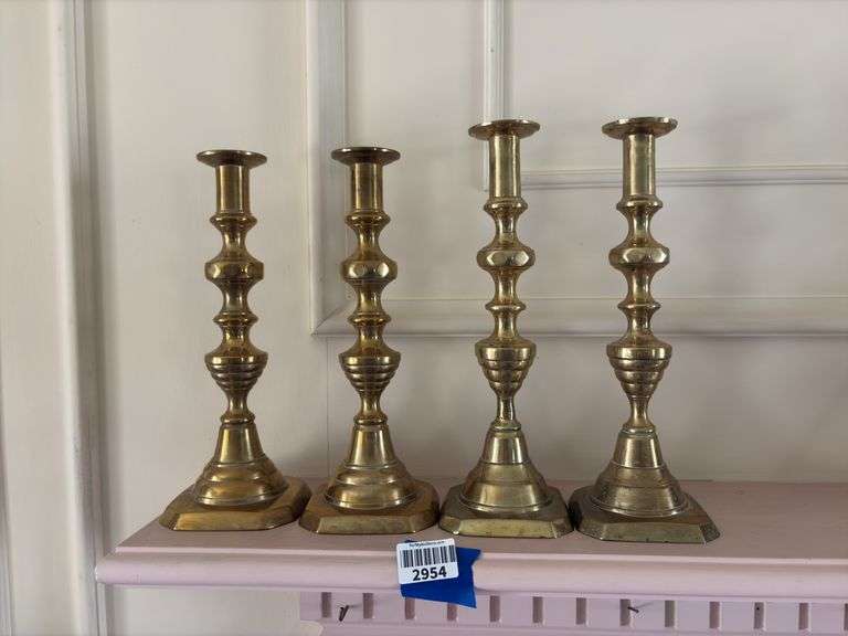 Two pair brass candlesticks