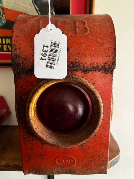 Red railway signal lantern