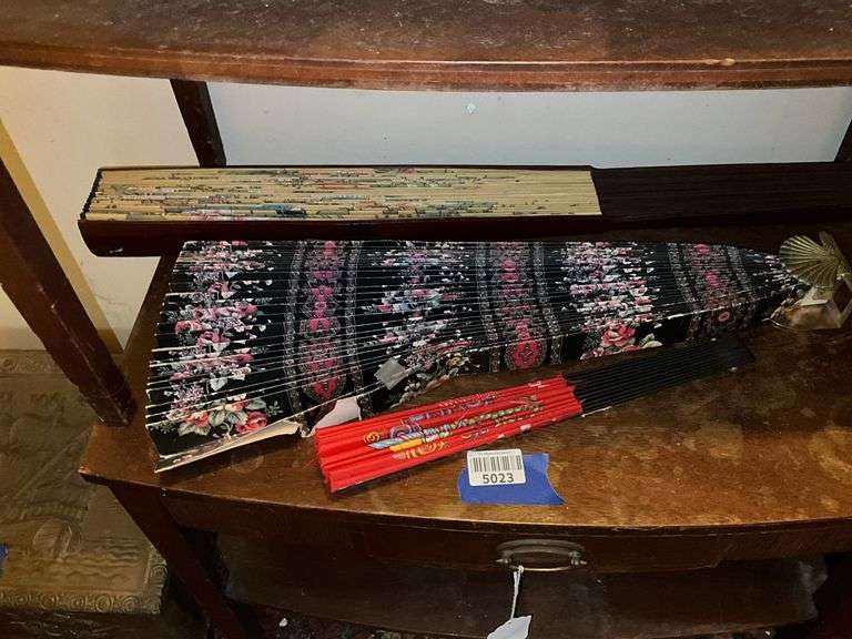 Large decorative folding fans, and hand fan