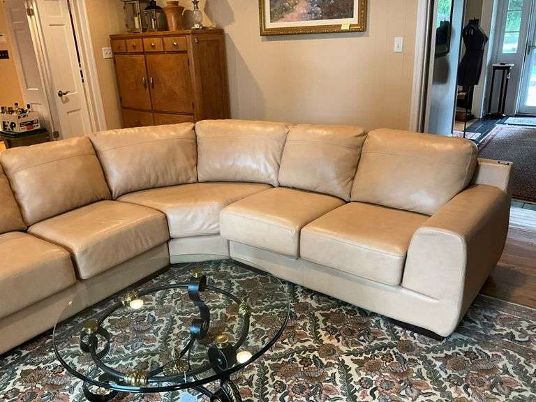 Jaymar Tan sectional sofa, comes in 3 sections - 57x37x28 straight and curved, chase part 68x37x28