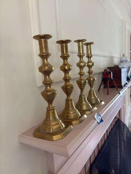 Two pair brass candlesticks