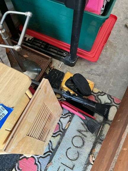 Fire extinguishers, garage sale signs, bath tissue stand, wooden cabinet, misc - Hurley Real ...