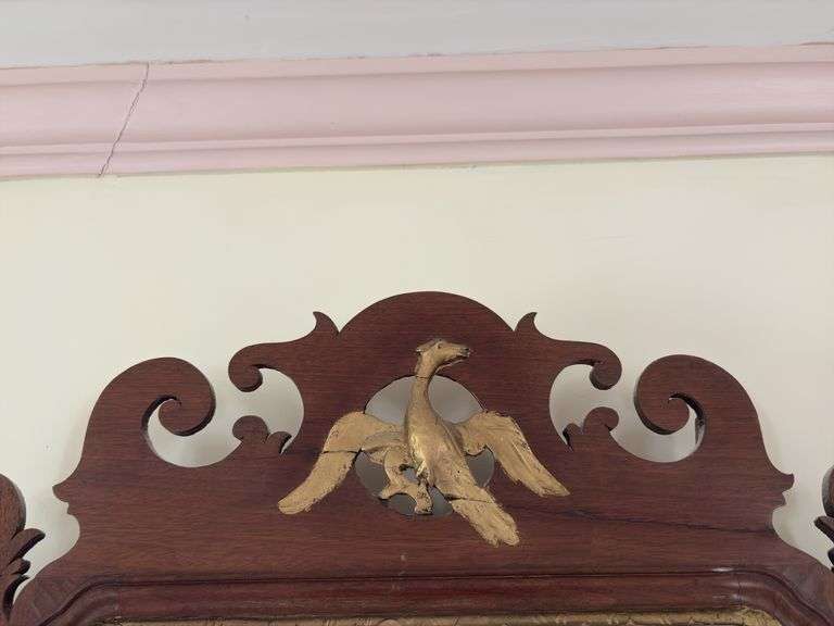Chippendale wall mirror w/ gilt eagle on crest 20x36.5
