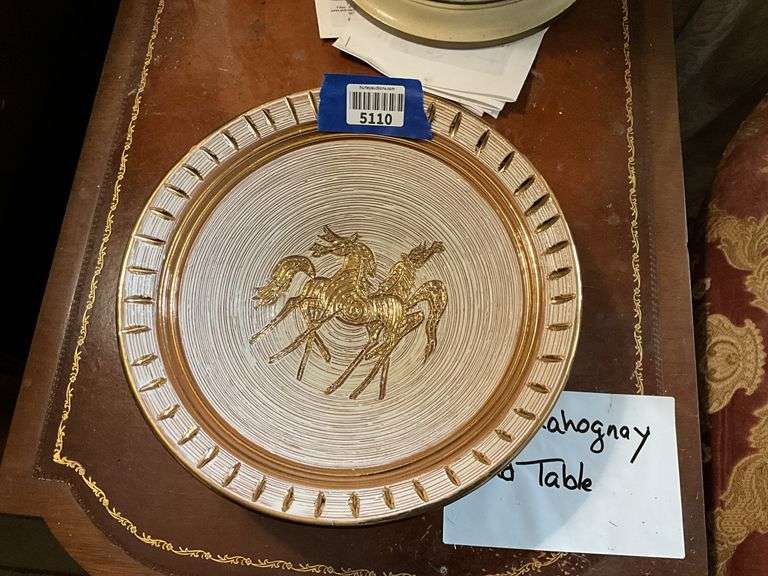 MCM Italian pottery gilt horses plate