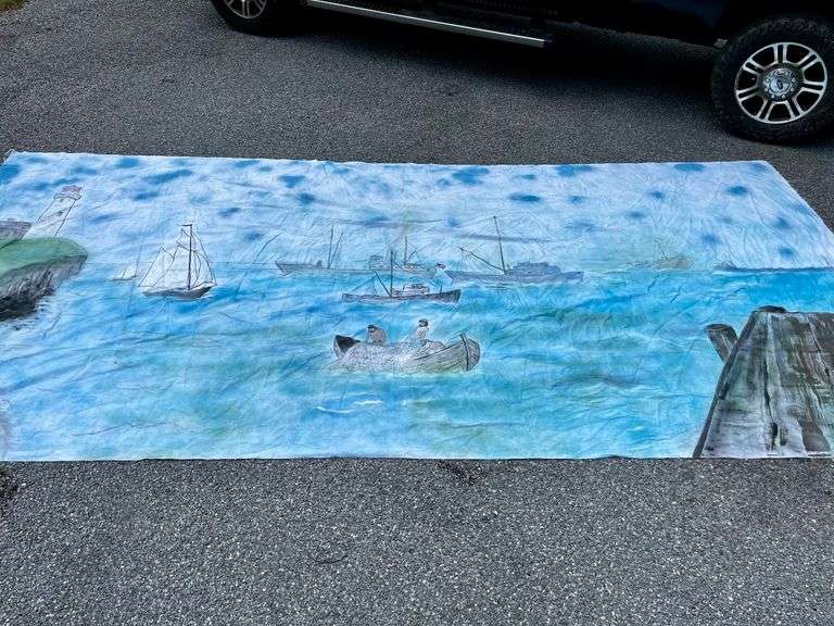Very Large handpainted canvas, approx, 199in x 96in