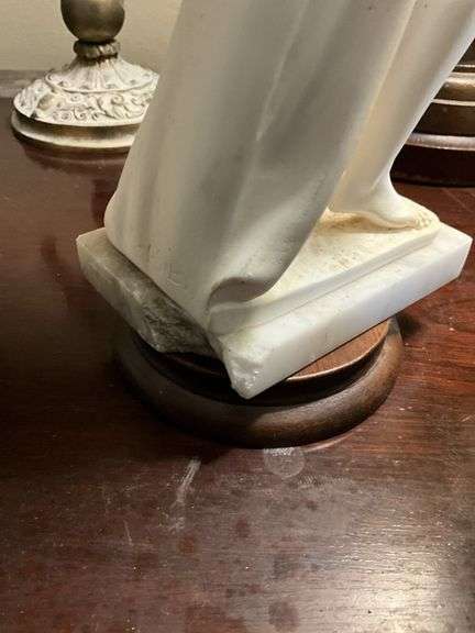 Art Deco female sculpture on marble base, signed