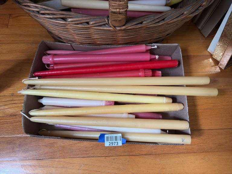 Handwoven basket and candle lot