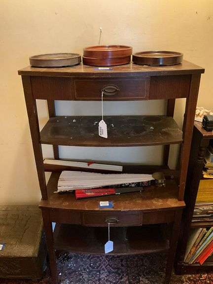 Pair of 2-tier Hepplewhite end stands w/ drawers - no contents 26x14x23