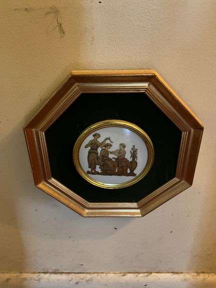 Six wall hangings: framed prints and plaques