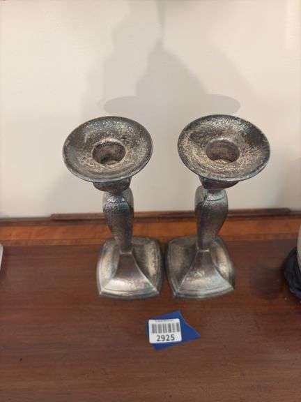 Pair hammered texture candlesticks
