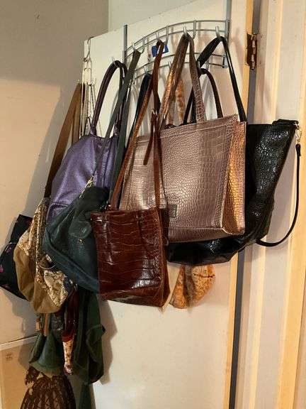 Ladies purses lot and over-the-door hook