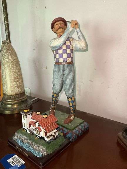 Jim Shore golfer figure, and CA lighthouse model