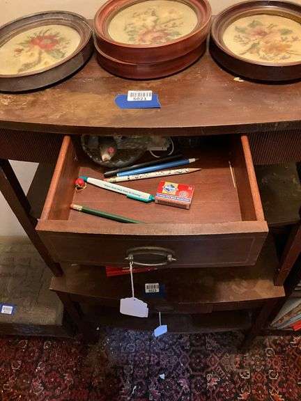 Pair of 2-tier Hepplewhite end stands w/ drawers - no contents 26x14x23