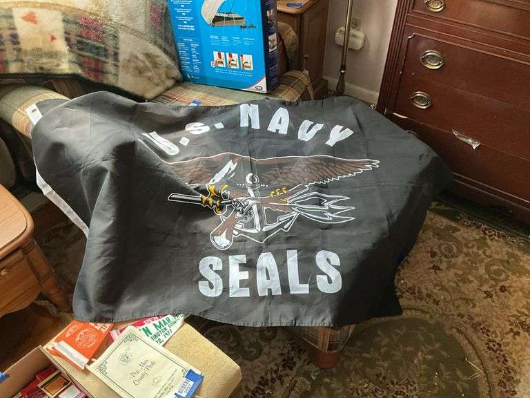 Two flags: US Navy Seals, Royal Standard of Scotland