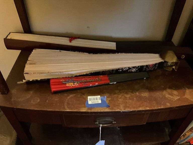 Large decorative folding fans, and hand fan