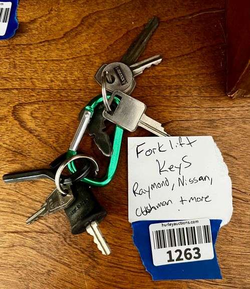 Forklift keys, Raymond, Nissan, Cushman and more.
