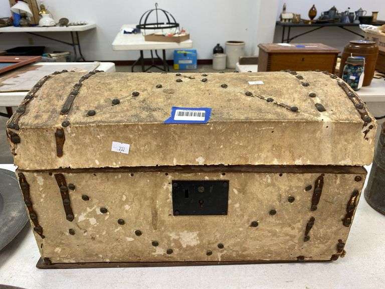 Miscellaneous, Box, Hide Covered, Studded, Vintage, Early 20th Century, 559 main image 0