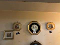 Five wall hangings: framed prints and plaques