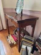 Chinese Chippendale game table w/ pierced brackets, drawer - no contents 36x18x30