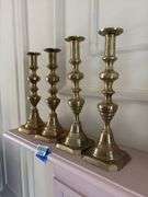 Two pair brass candlesticks