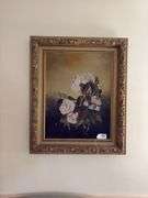 Painting of roses, gilt frame 27x32
