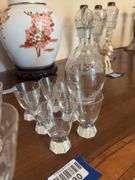 MCM Quartzex Star Dust engraved glasses, and etched decanter