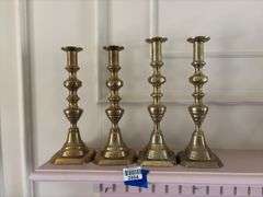 Two pair brass candlesticks