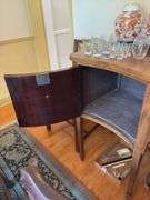 Federal style sideboard, cross banded top and fronts, inlaid ovals, square tapered legs, has bottle drawer - no contents 66x26x38 MUST COME DURING LAST 2 HOURS OF PICKUP FOR THIS ITEM
