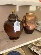 E&R Gold Crown/West Germany Rembrandt covered jar, and Mona Lisa vase