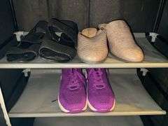 Shoe storage rack w/ ladies shoes/sandals