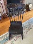 Plank bottom sewing rocker w/ original grain painted and stenciled finish