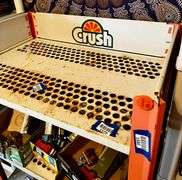 Crush soda advertising store display shelf 54 in x 29 in x 19 in - no contents, MUST COME DURING LAST 2 HOURS OF PICKUP FOR THIS ITEM.