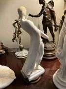 Art Deco female sculpture on marble base, signed