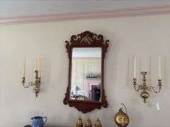 Pair cast brass 2-lite candle sconces