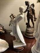 Art Deco female sculpture on marble base, signed