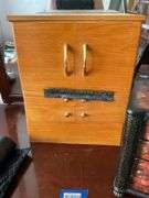 Floral decorated jewelry box and oak jewelry cabinet