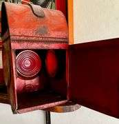 Red railway signal lantern