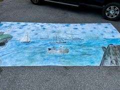 Very Large handpainted canvas, approx, 199in x 96in