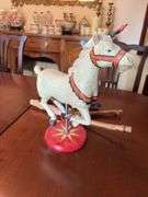 Carousel horse figure, wooden slingshot, Daisy BB gun