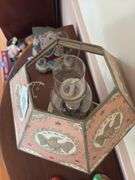 Bradley & Hubbard brass parlor lamp w/ fabric covered shade, electrified
