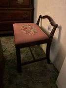 Vanity stool w/ needlepoint top