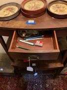 Pair of 2-tier Hepplewhite end stands w/ drawers - no contents 26x14x23