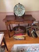 Chinese Chippendale game table w/ pierced brackets, drawer - no contents 36x18x30