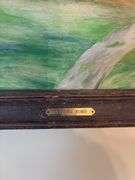 Primitive painting, dogs, Leaving Home, framed 23x27