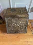 Brass repousse coal scuttle