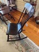 Plank bottom sewing rocker w/ original grain painted and stenciled finish