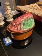 Portuguese majolica lobster covered baking dish