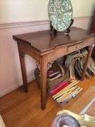 Chinese Chippendale game table w/ pierced brackets, drawer - no contents 36x18x30